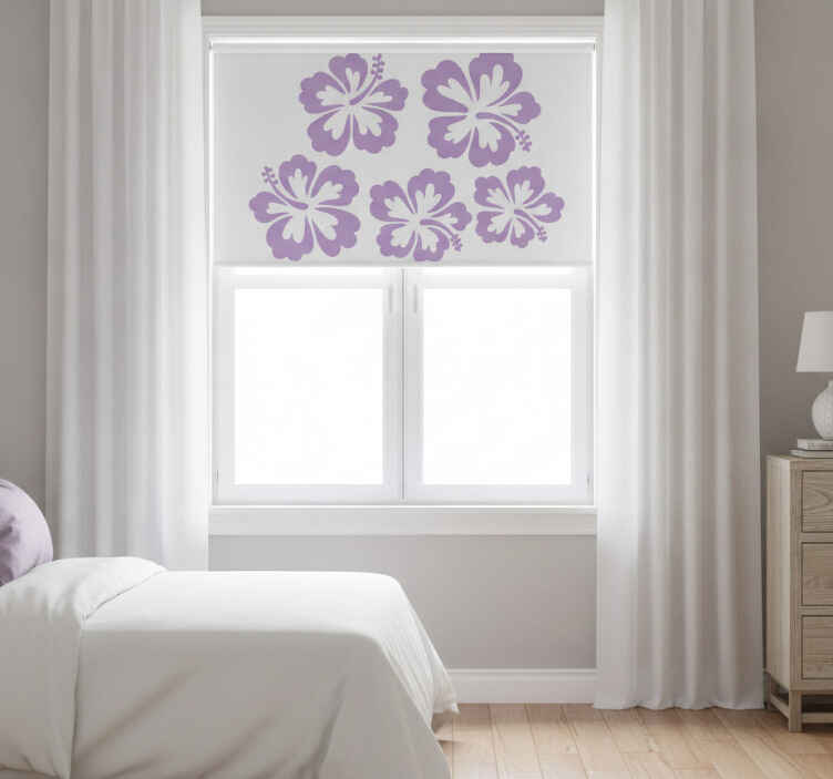 Estor de flores silhueta de flores de hibisco lilás - TenStickers