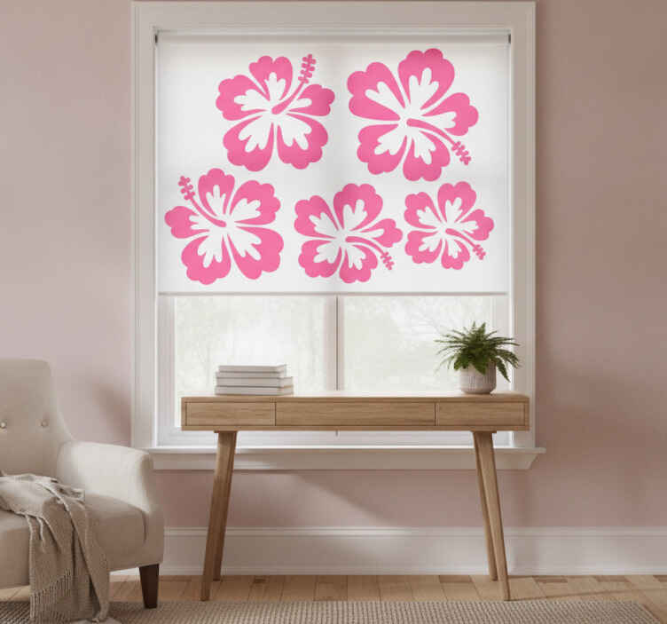 Estor de flores silhueta de hibiscos rosa - TenStickers