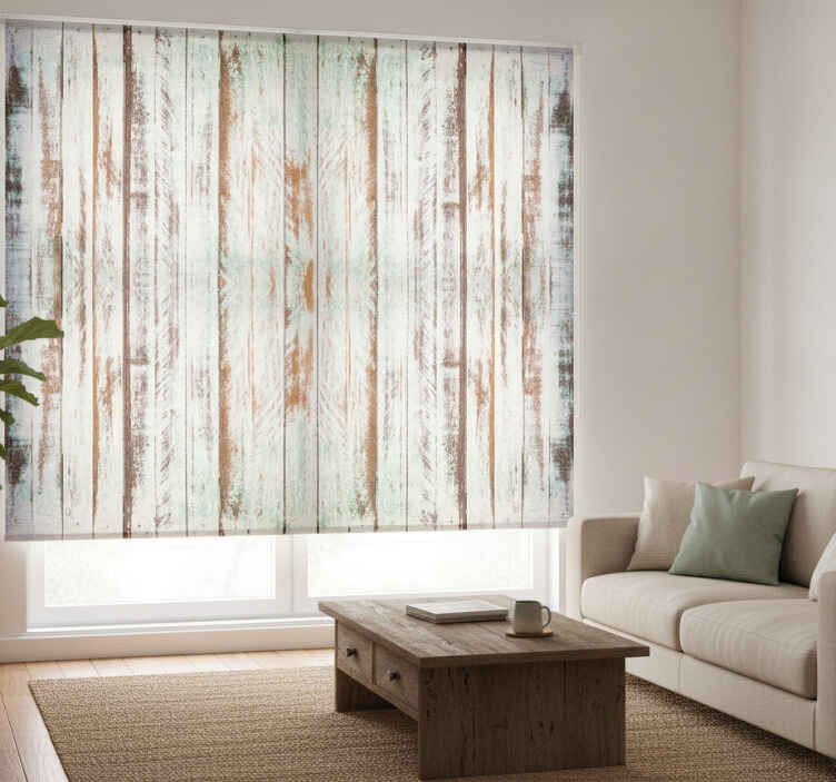 Rustic roller blind with stripped wood design - TenStickers
