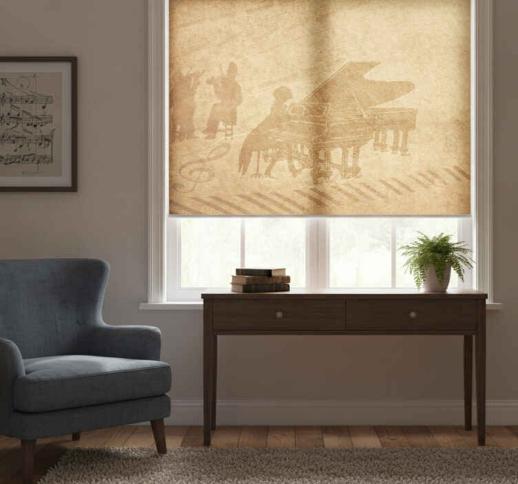 Rustic roller blind vintage piano style - TenStickers