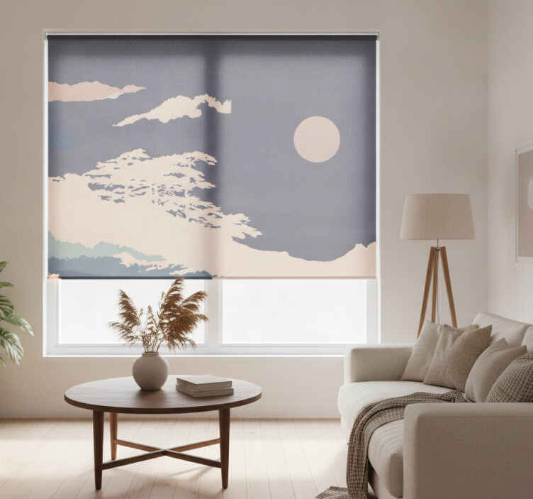 Rustic roller blind in japandi dark forest design - TenStickers