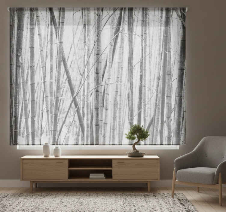 Rustic roller blind japandi gray bamboo fields - TenStickers