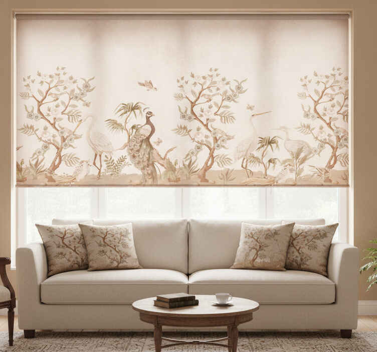 Rustic roller blind with vintage wildlife design - TenStickers