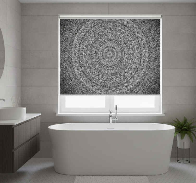 Zen roller blind greyscale mandala design - TenStickers