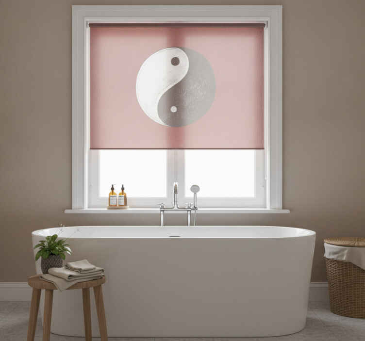 Zen roller blind yin yang wall mural red background - TenStickers