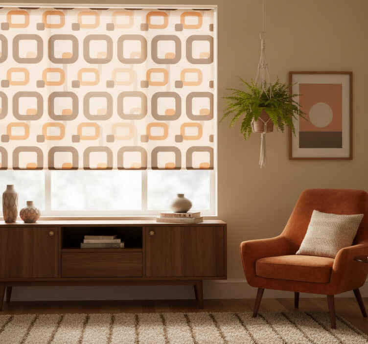 Brown roller blind with 70s retro design - TenStickers