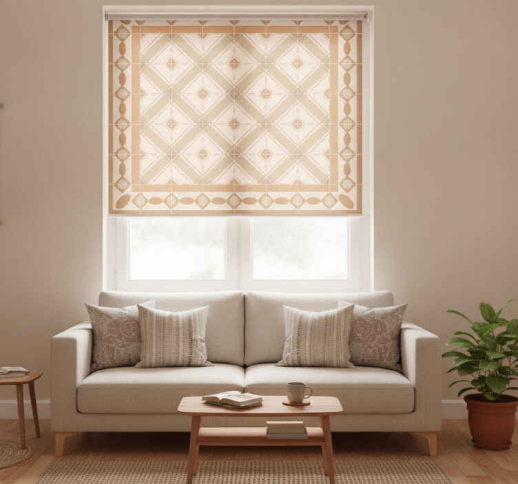 Brown roller blind with portuguese tile design - TenStickers