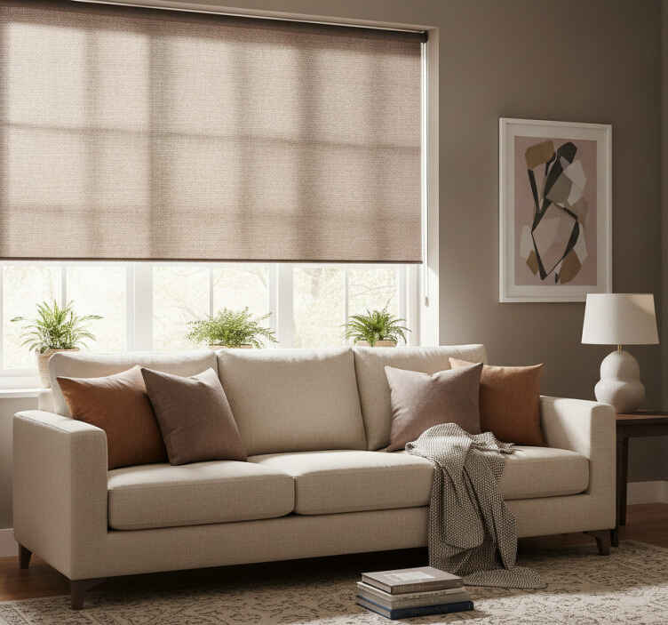 Brown roller blind solid dark woven texture - TenStickers