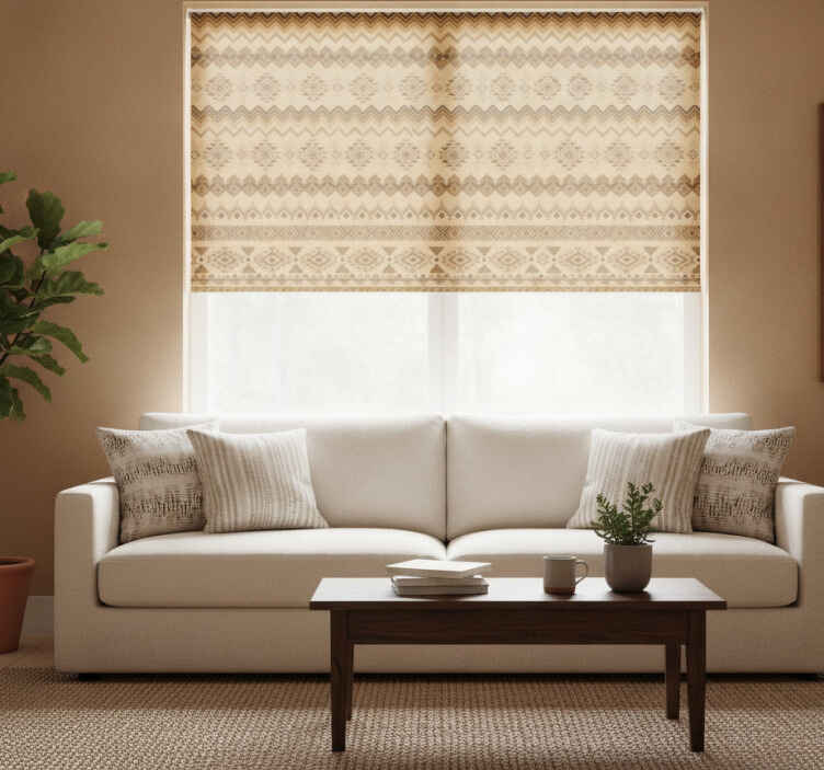 Brown roller blind with ethnic kilim design - TenStickers