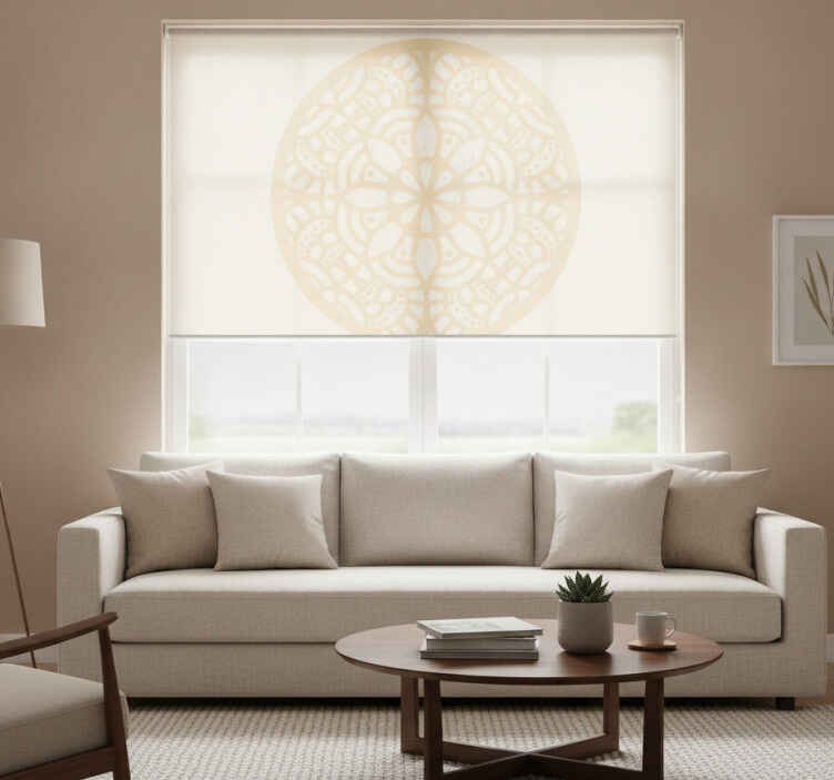Brown roller blind beige circle vinyl rug - TenStickers