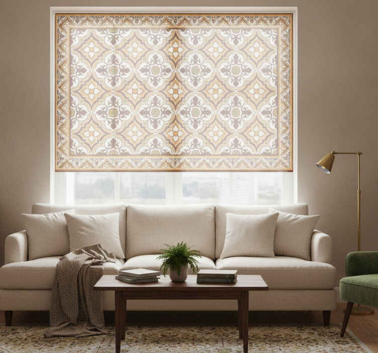 Brown roller blind with brown and green plants pattern - TenStickers