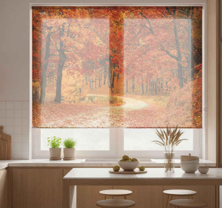 Orange blind wallpaper autumn trees - TenStickers
