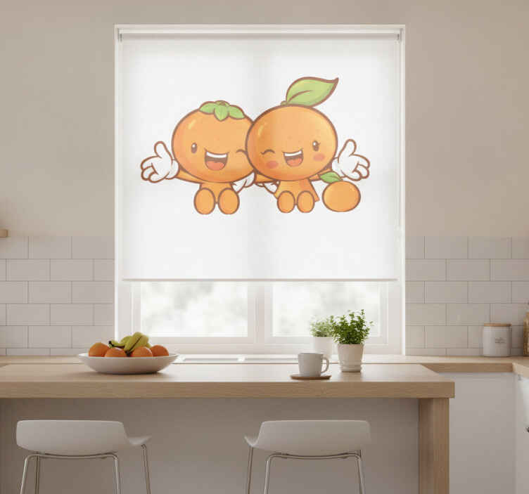 Orange blind decorative vinyl couple mandarins - TenStickers