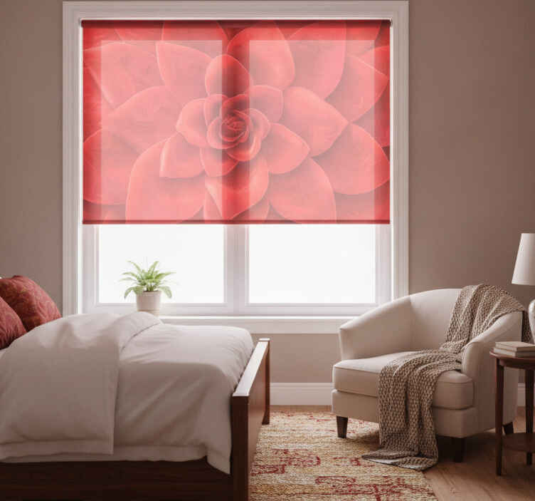 Red roller blind with flower petal pattern - TenStickers