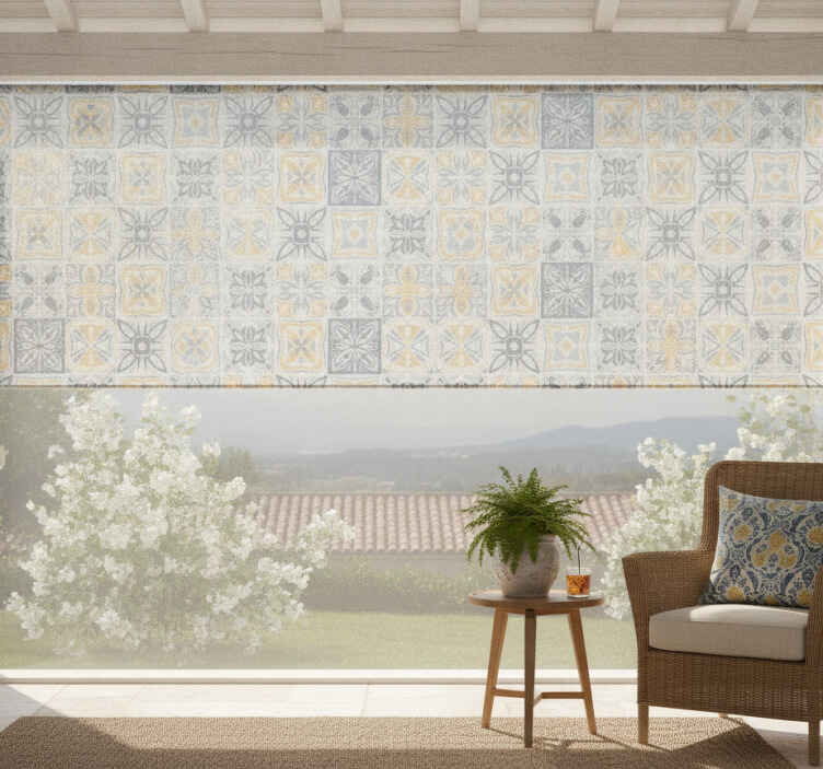 Rolgordijn buitenshuis blauw zuidelijk imitatiepatroon - TenStickers
