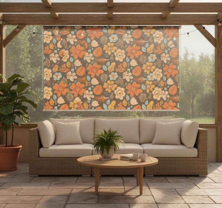 Fenster rollo außen elegante orange blumen - TenStickers