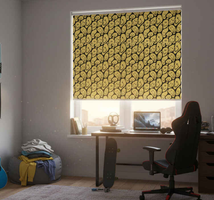 Rollo fenster jugendzimmer mit graffiti smiley gesichtern - TenStickers