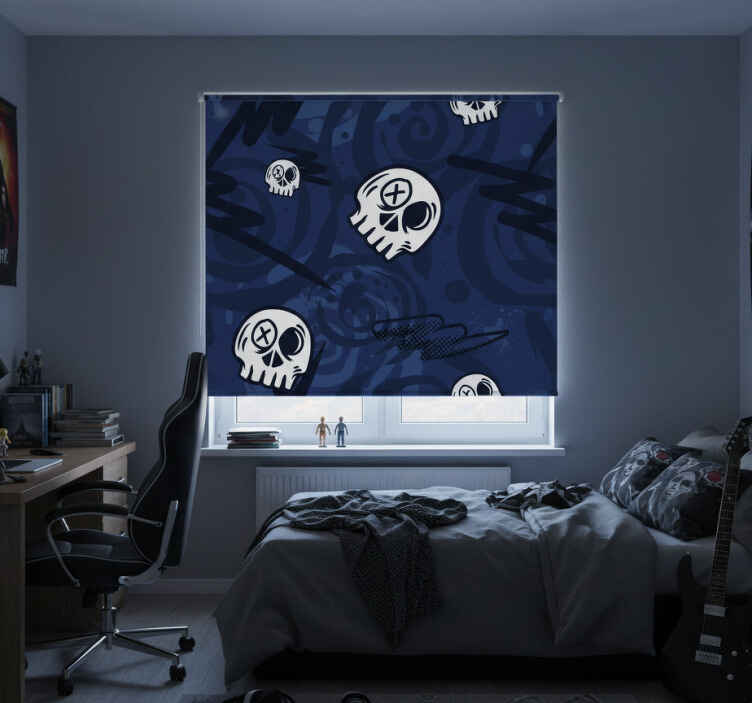 Rollo fenster jugendzimmer mit graffiti schädeln - TenStickers
