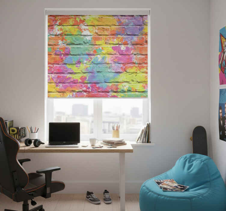 Rollo fenster jugendzimmer farbklecks ziegel - TenStickers