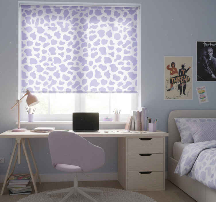 Rollo fenster jugendzimmer lila kuhmuster - TenStickers