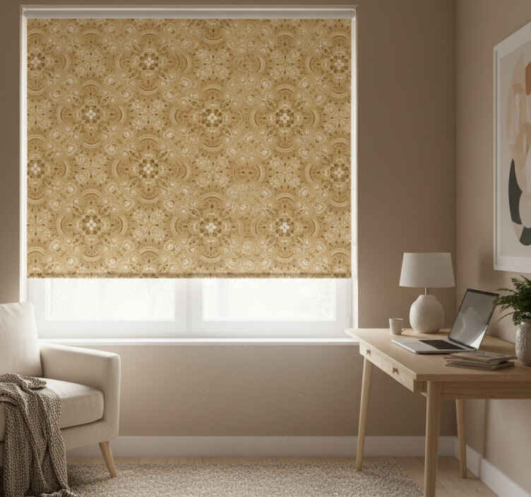 Rollo fenster jugendzimmer mit vintage beigem ornamentmuster - TenStickers