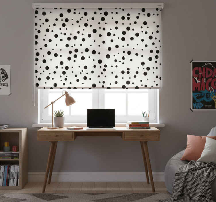 Rullgardin tonåringar polka svart och vit mönster - Tenstickers