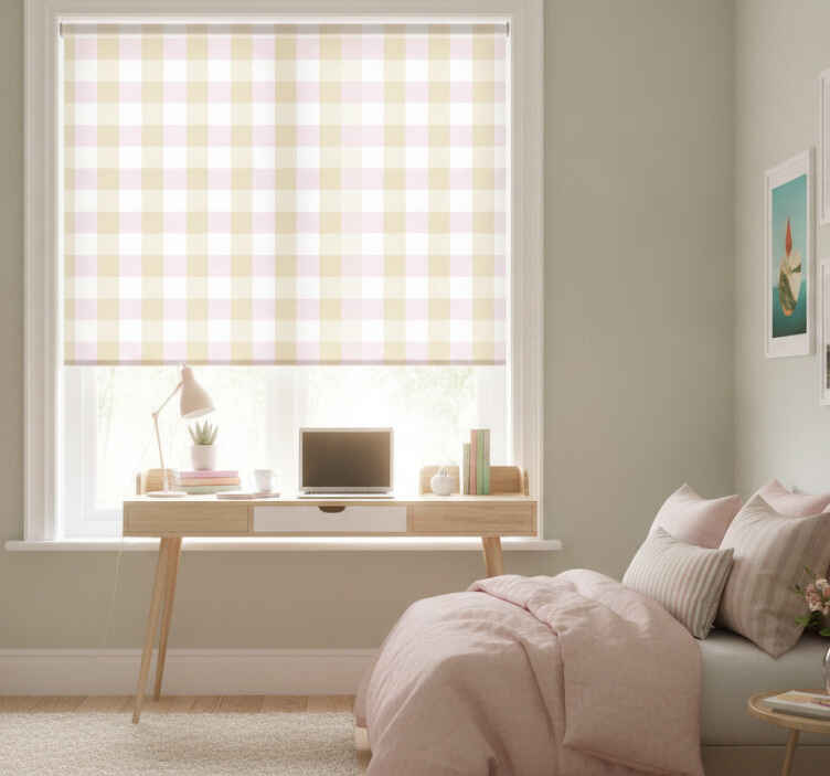 Rullgardin tonåringar rosa och guld rutet - Tenstickers