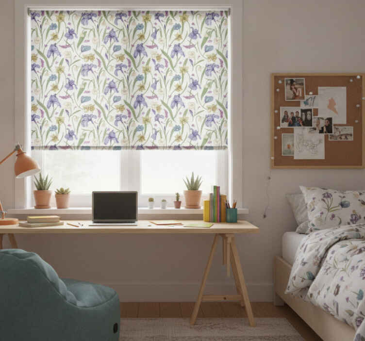 Teenage roller blind with floral design - TenStickers