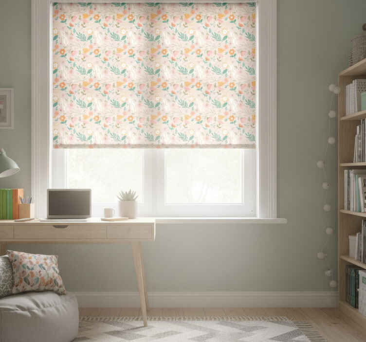 Estore de rolo juvenil padrão de flores delicadas - TenStickers