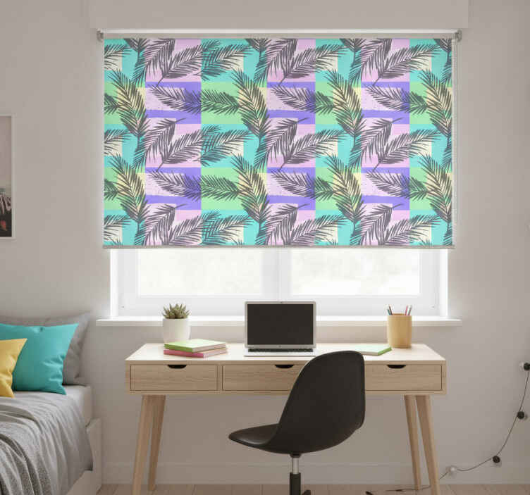 Teenage bedroom roller blind tropical palms pattern - TenStickers