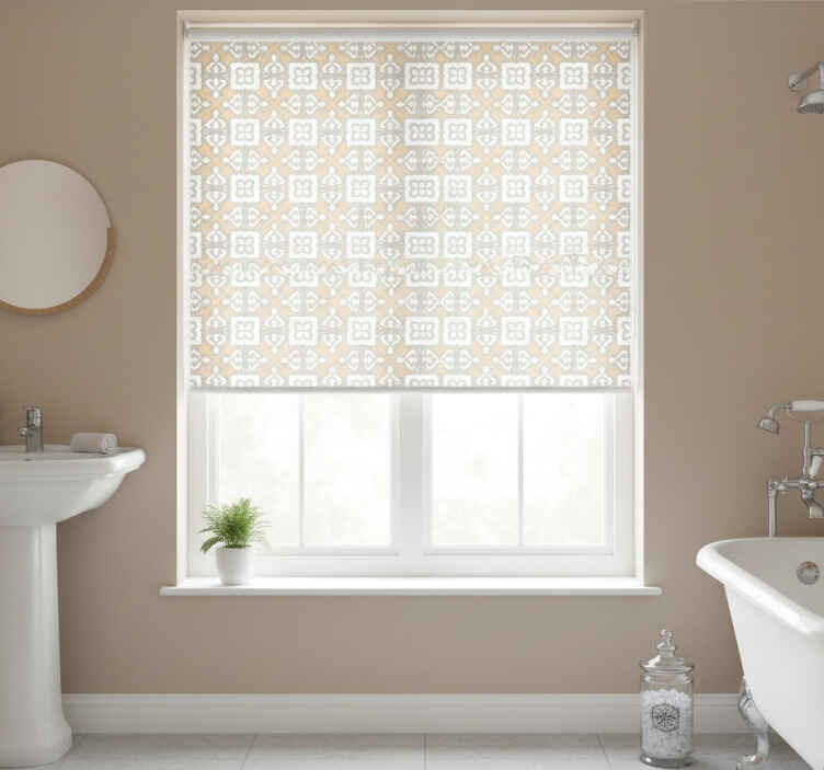 Rullegardin bad vintage beige og grå blomstermønster - Tenstickers