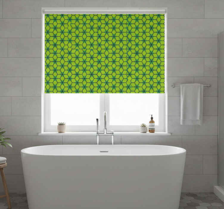 Bathroom blind with blue and green tropical tiles - TenStickers