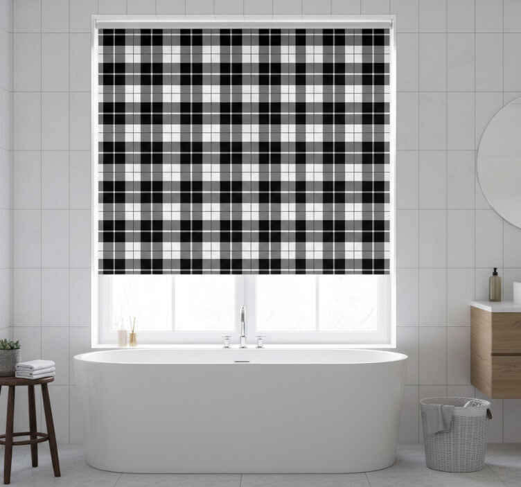 Bathroom blind in dark and light gray squares - TenStickers