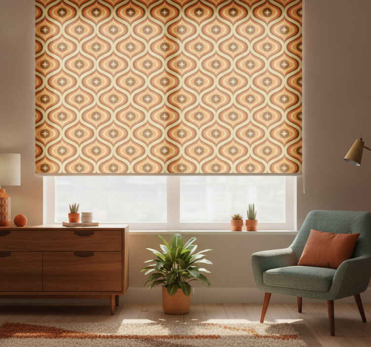 Rollo fenster kaktus retro orange und braun - TenStickers