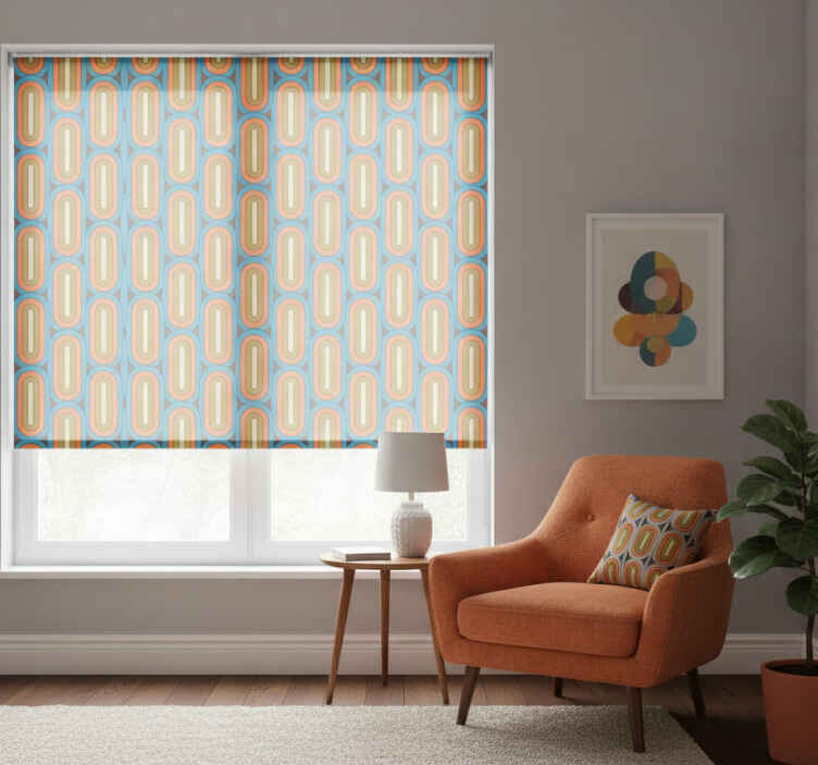 Rollo fenster kaktus retro rund blau - TenStickers