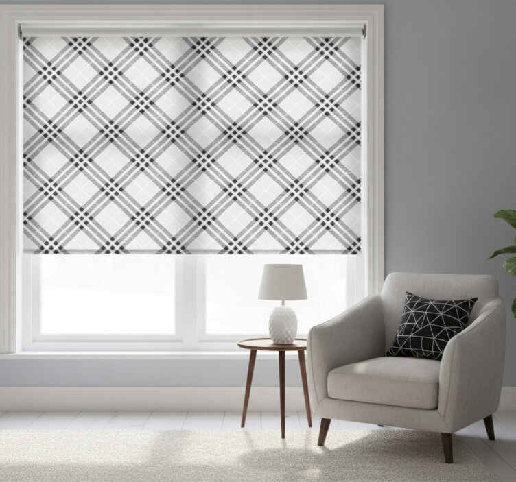 Traditional roller blind black and white scottish tartan - TenStickers