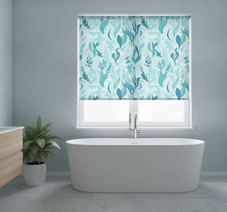Cortina roller baño hojas marinas - TenVinilo