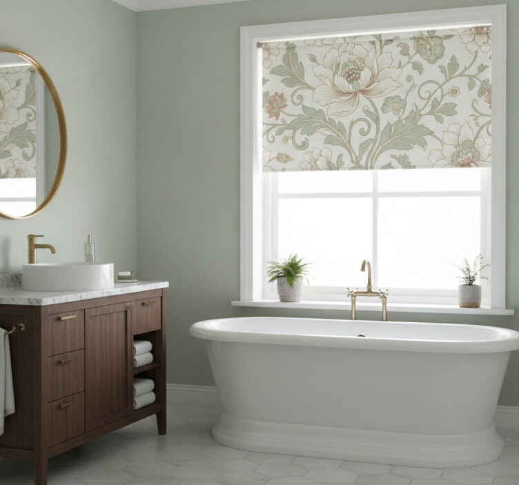 Persiana enrollable para baño motivo floral - TenVinilo