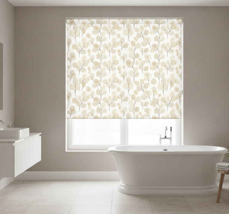 Cortina roller baño hojas marrones - TenVinilo