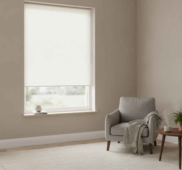 Cortina roller blanca efecto tela screen - TenVinilo