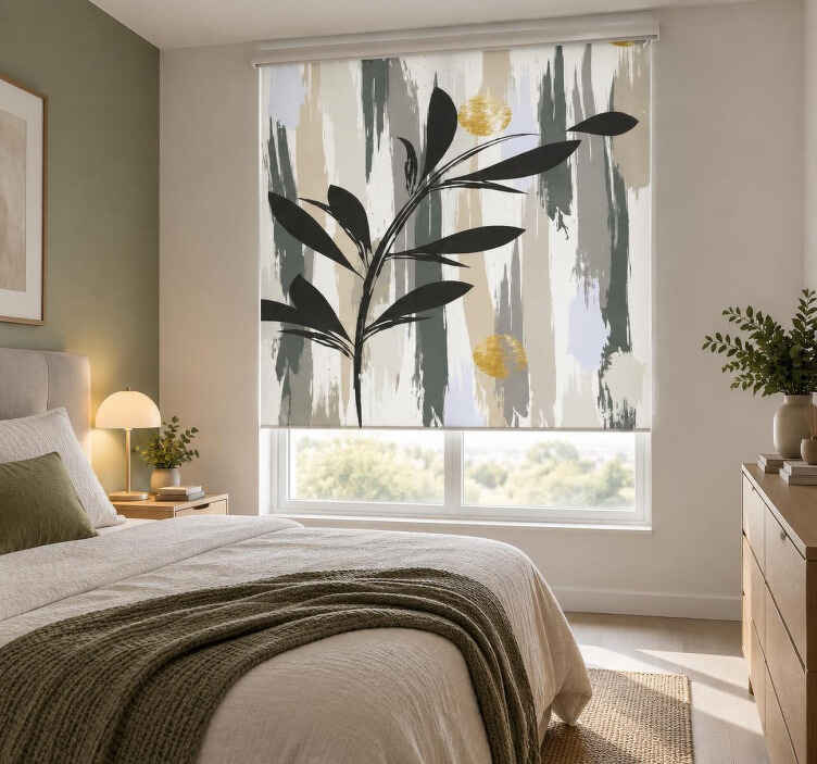 Cortina roller baño árbol de olivo moderno - TenVinilo