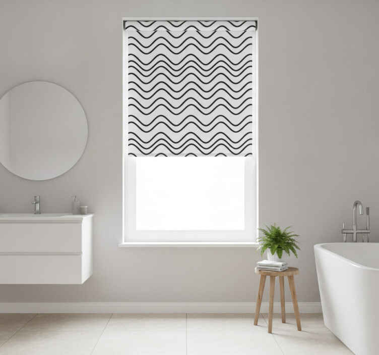 Cortina roller baño 90 cm patrón de olas - TenVinilo