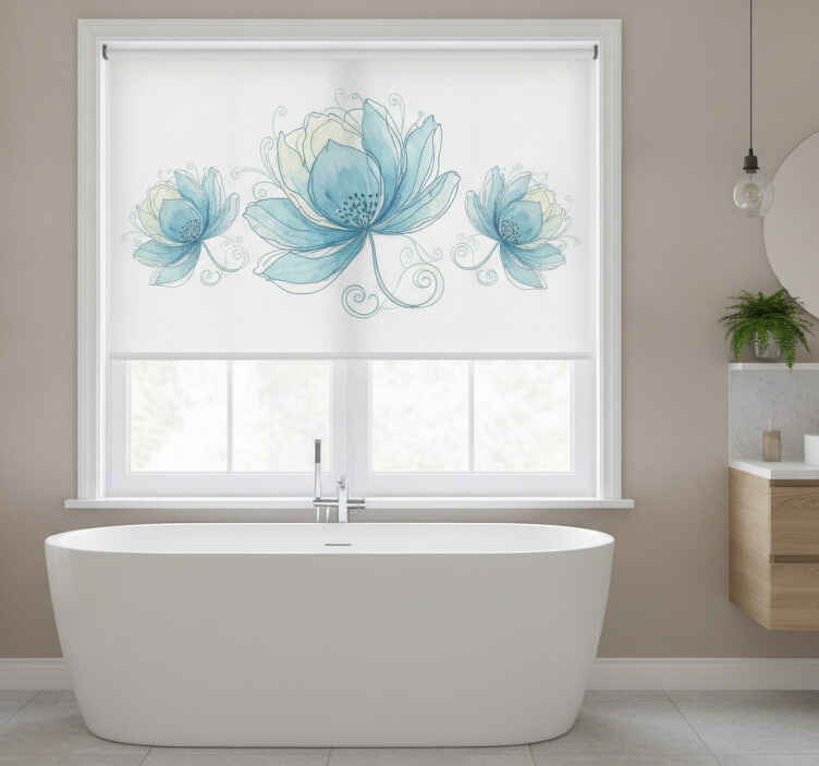 Cortina roller baño ancho 110 tres flores - TenVinilo