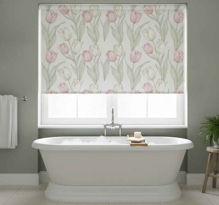 Cortina roller baño ancho 110 tulipanes - TenVinilo
