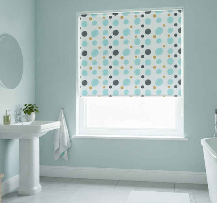 Cortina roller baño 110 cm círculos aqua - TenVinilo