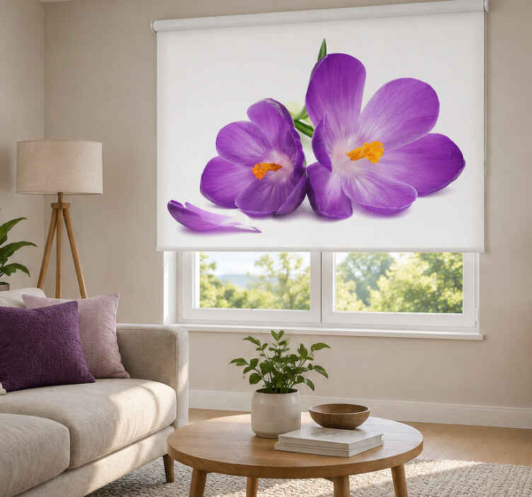 Rulou geam violet flori culese liniștitor - TenStickers
