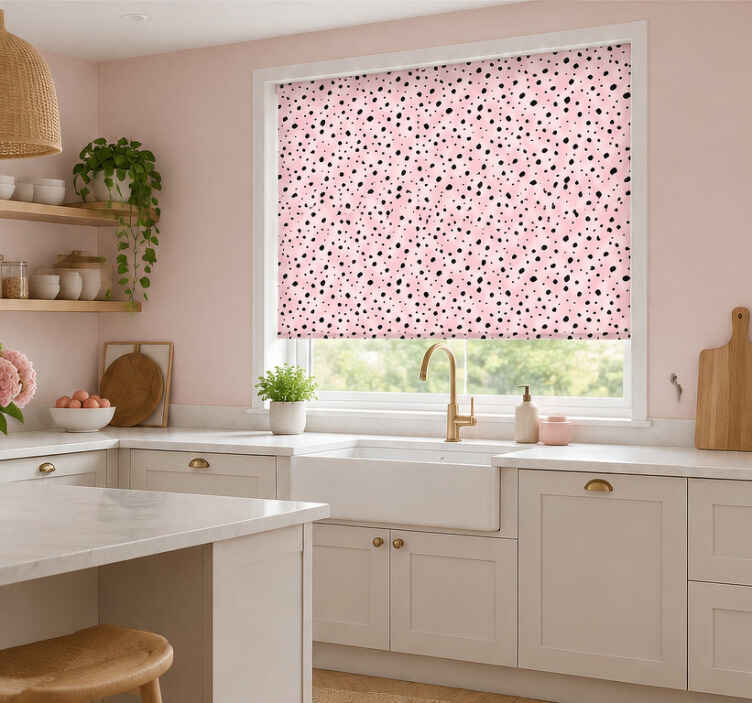 Pembe stor perde dalmaçya noktaları açık pembe - TenStickers