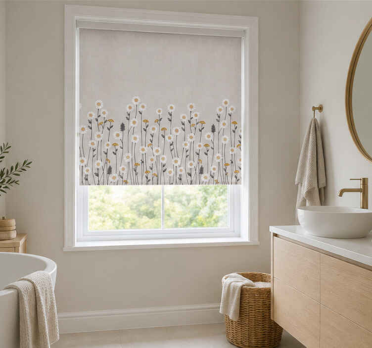 Rullegardin blomster scandi blomstergardin blackout - Tenstickers
