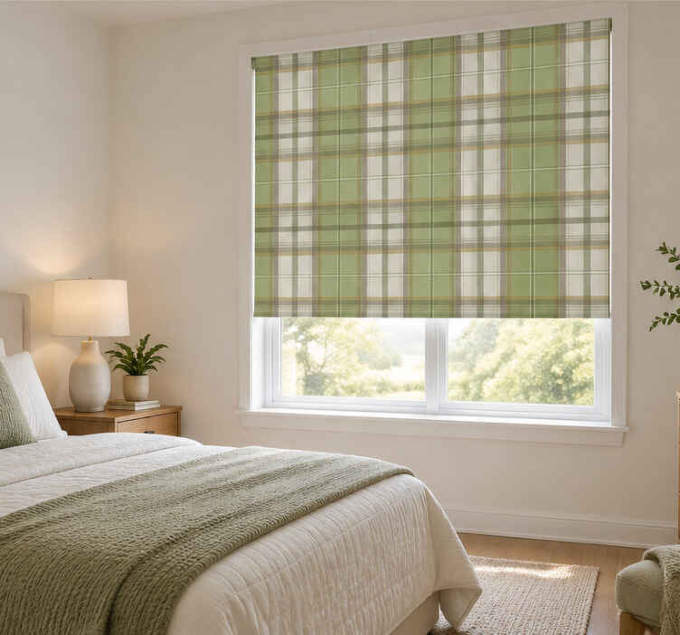 Store enrouleur vert motif tartan écossais - TenStickers
