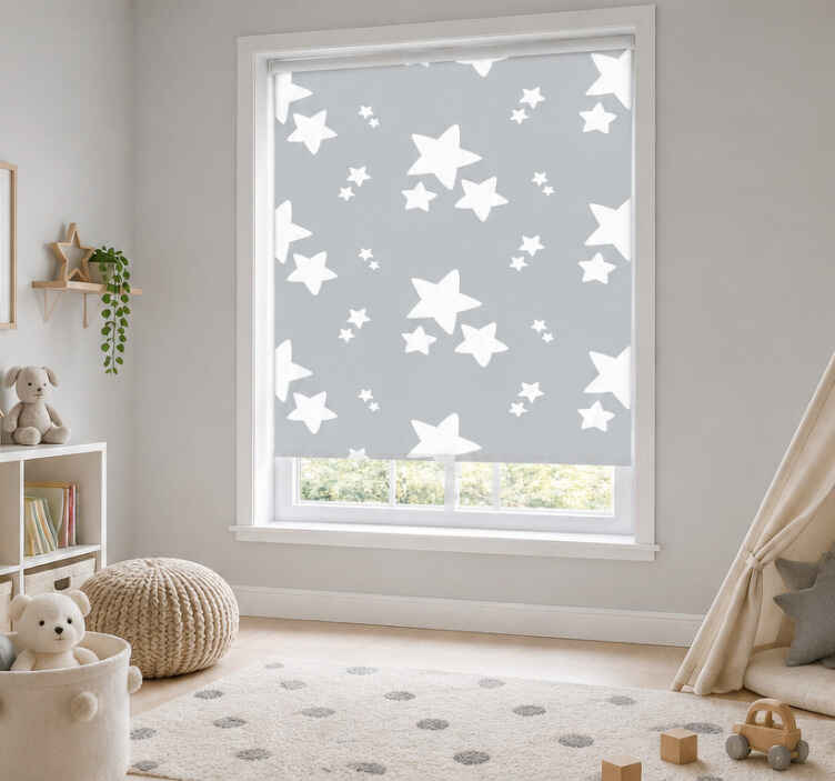 Estor enrollable gris patrón simple de estrellas - TenVinilo